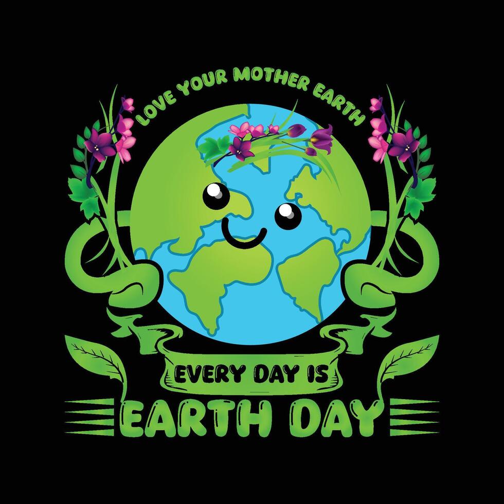 vector illustration Earth day thsirt design