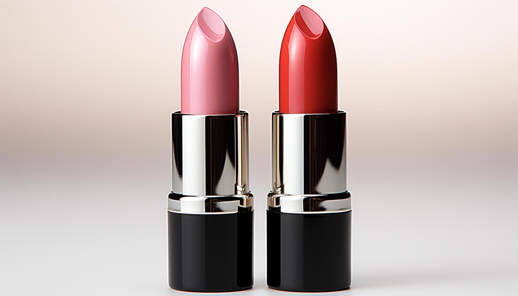 AI generated Glamourous women showcase elegance with shiny lipstick and nail polish generated by AI photo