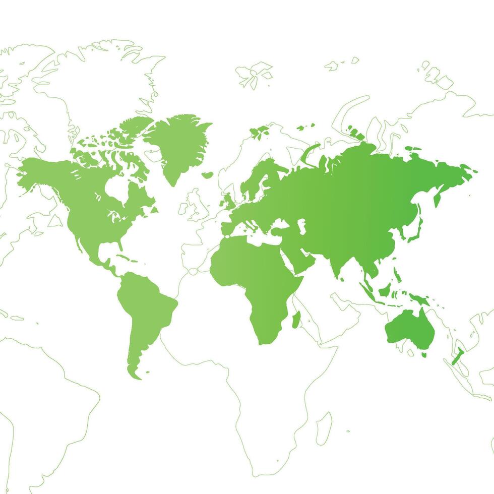 verde color mundo mapa vector ilustración