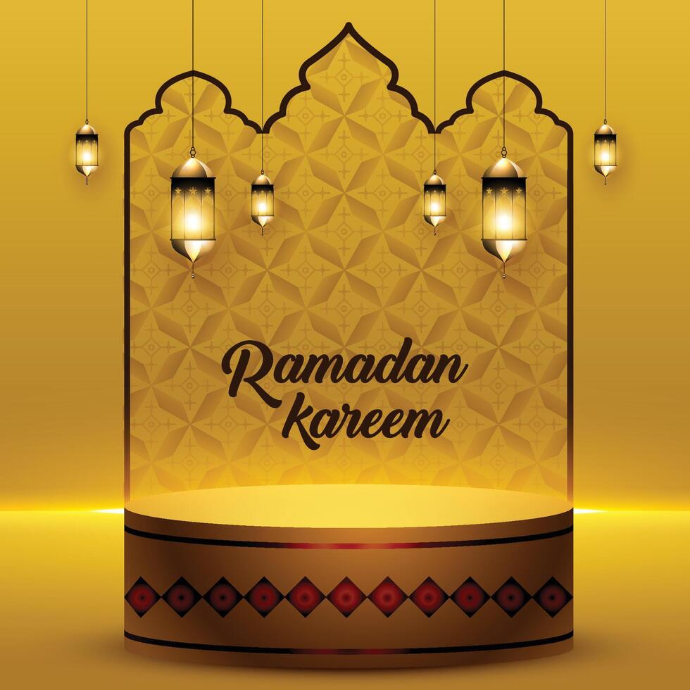 Golden colour Ramadan kareem vector template design