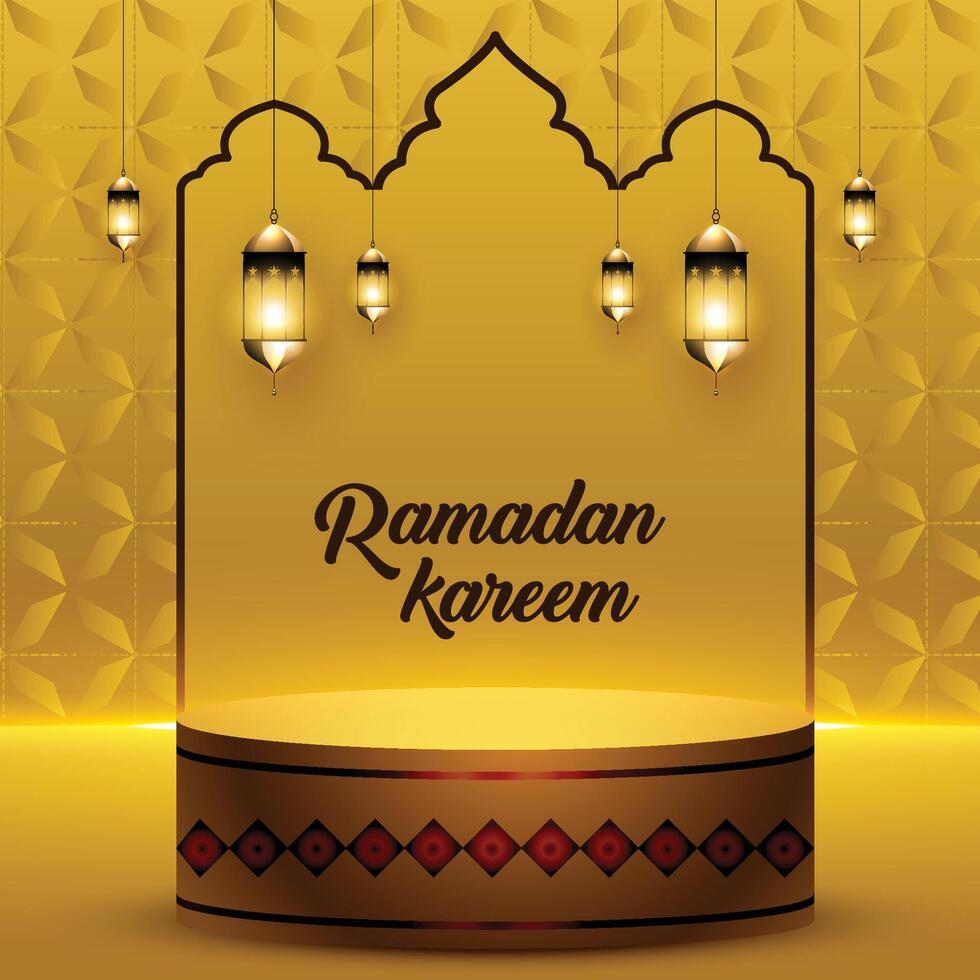 Golden colour Ramadan kareem vector template design