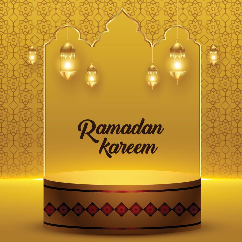 Golden colour Ramadan kareem vector template design