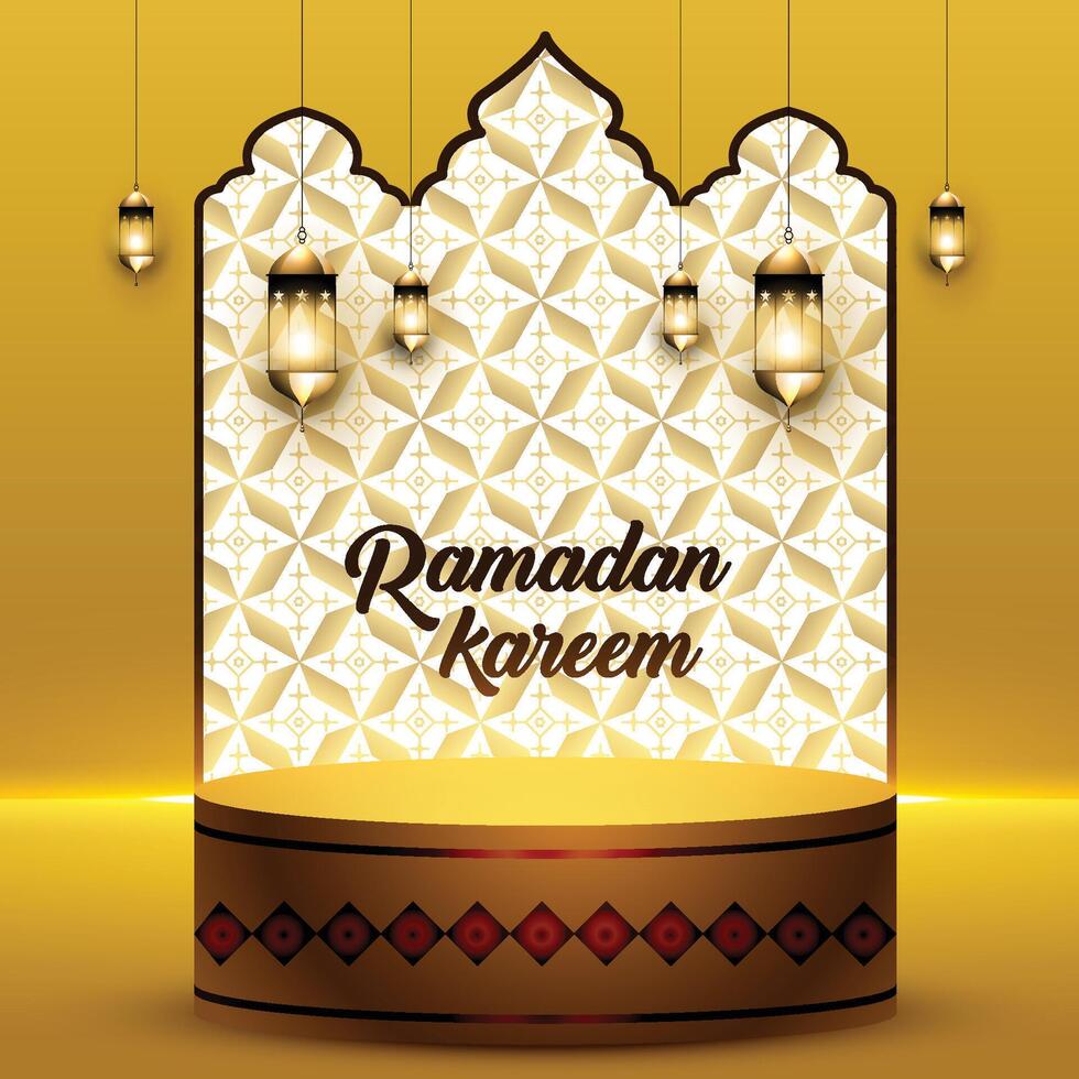 dorado color Ramadán kareem vector modelo diseño