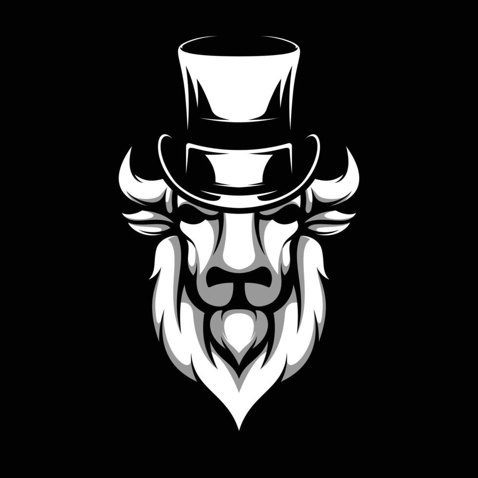 Buffalo Top Hat Black and White vector