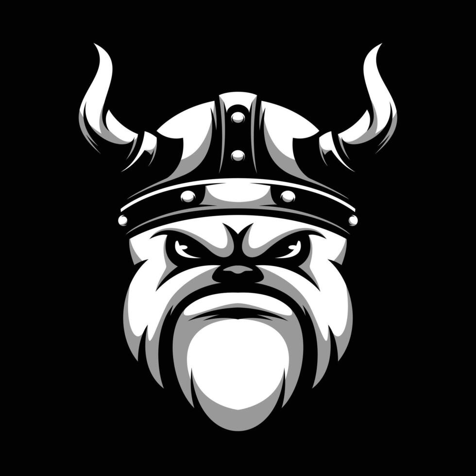 Bulldog Viking Black and White vector