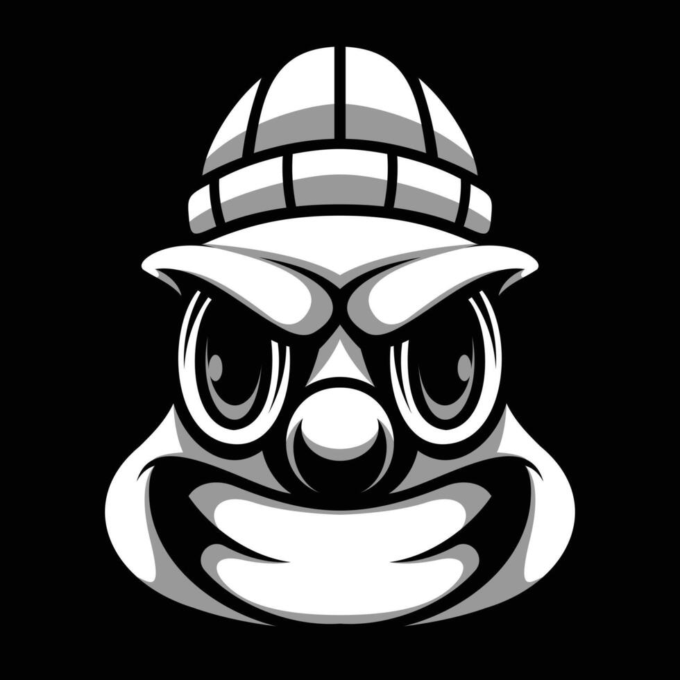 Clown Beanie Hat Black and White vector