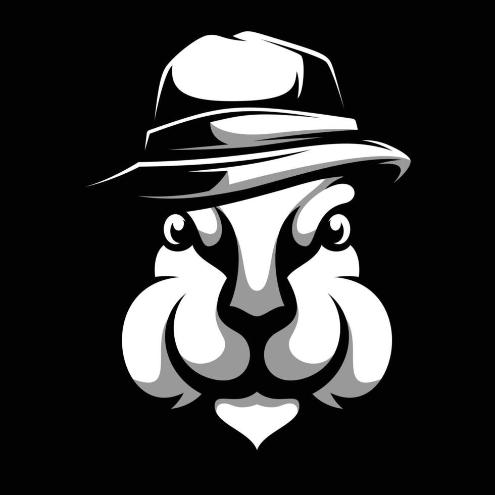 Rabbit Fedora Hat Black and White vector