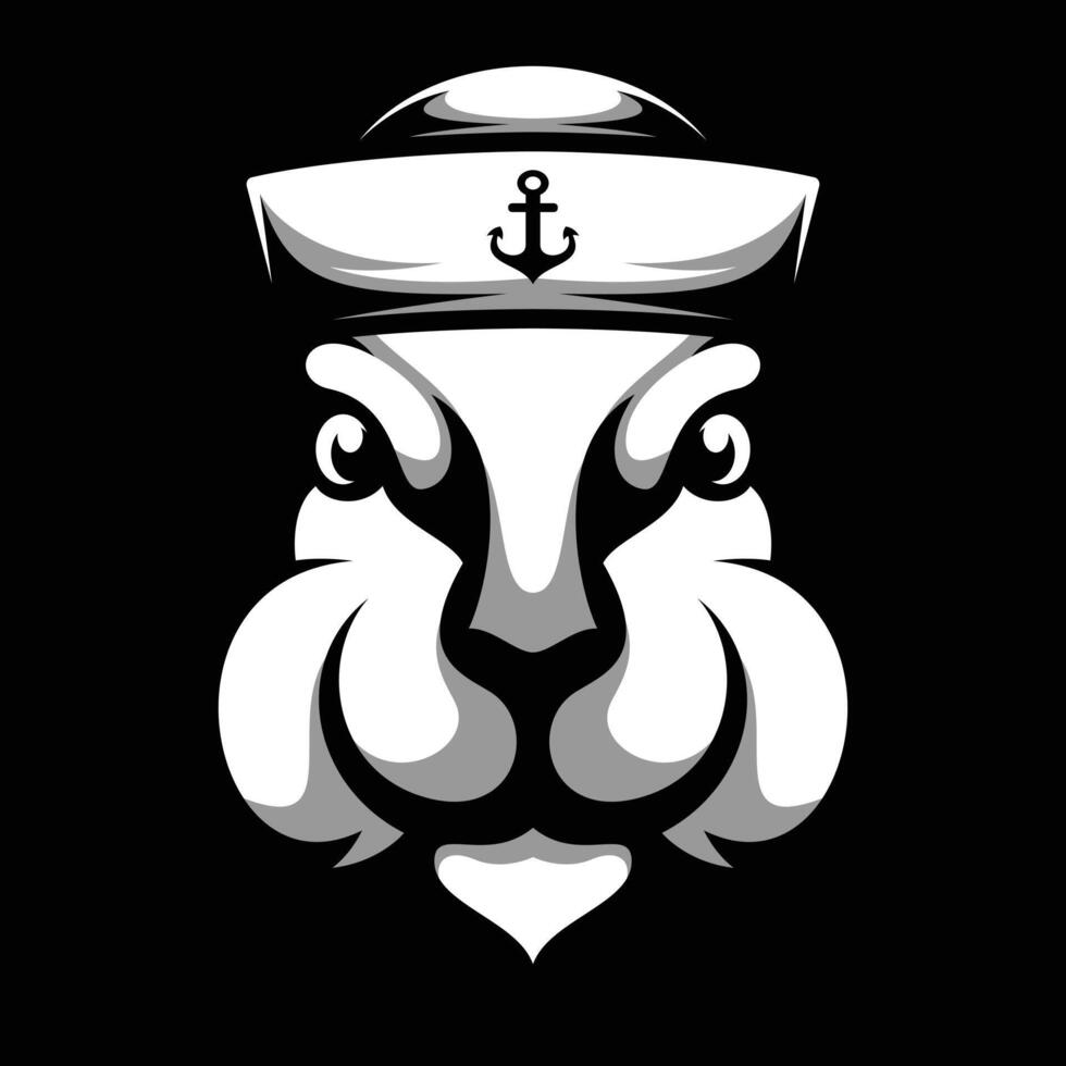 Rabbit Sailor Black and White vector