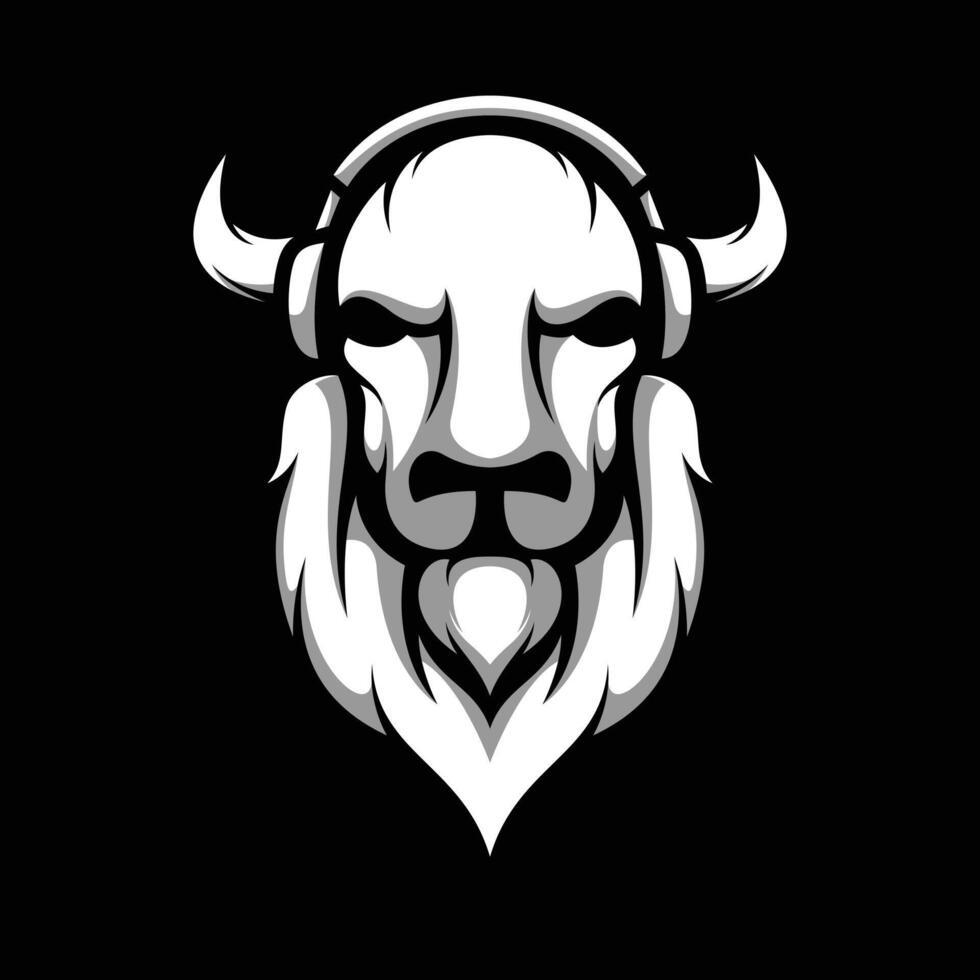 Buffalo Headphone Black and White vector