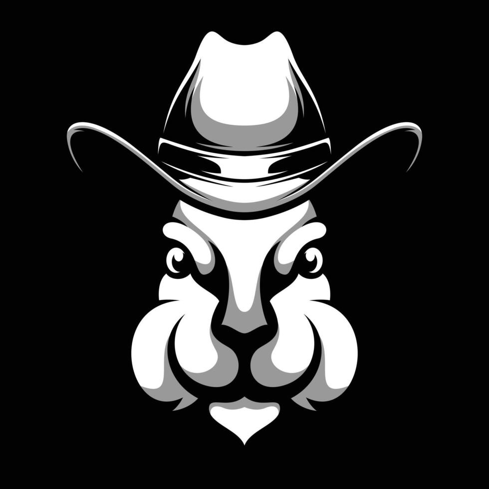 Rabbit Cowboy Black and White vector