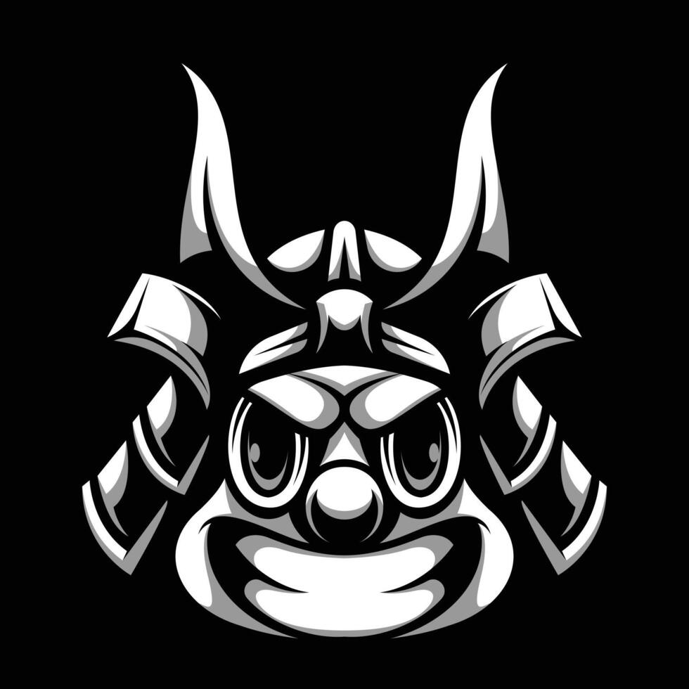 Clown Samurai Black and White vector