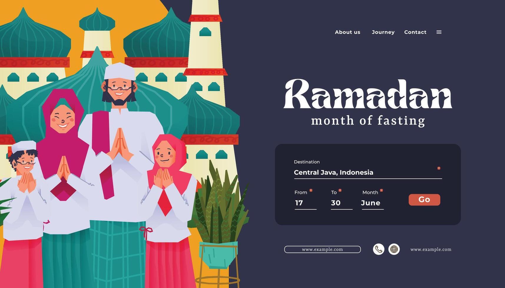 social medios de comunicación enviar idea para eid fitr día con tradicional musulmán personas ilustración vector