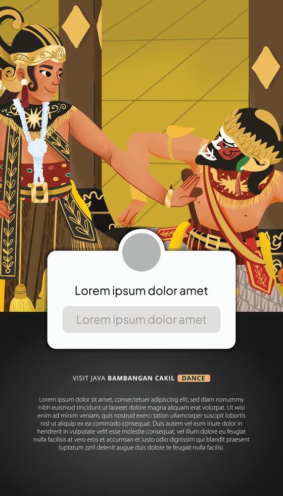 Social Media post idea with Indonesia dancer illustration cell shaded style vector