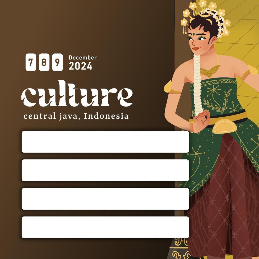 célula sombreado ilustración de indonesio cultura Bedhaya danza surakarta central Java vector