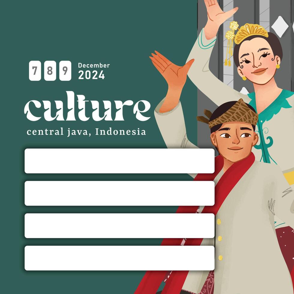 Poster layout idea with indonesian culture Gambang Dance Semarang Central Java illustration vector