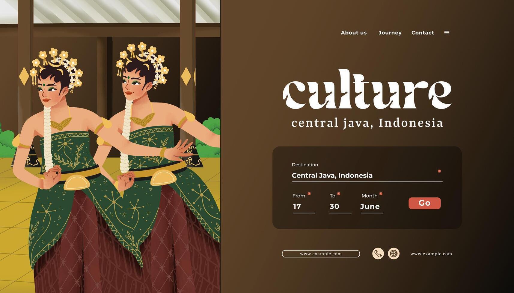 Cell shaded hand drawn illustration of Indonesian culture Bedhaya Dance Surakarta vector