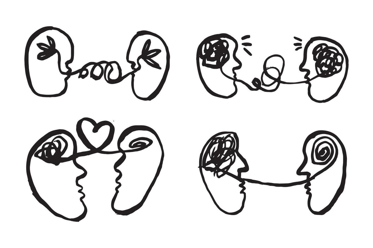 Mindful Sketches Vector Doodle Silhouette Illustration for Psychotherapy Concept