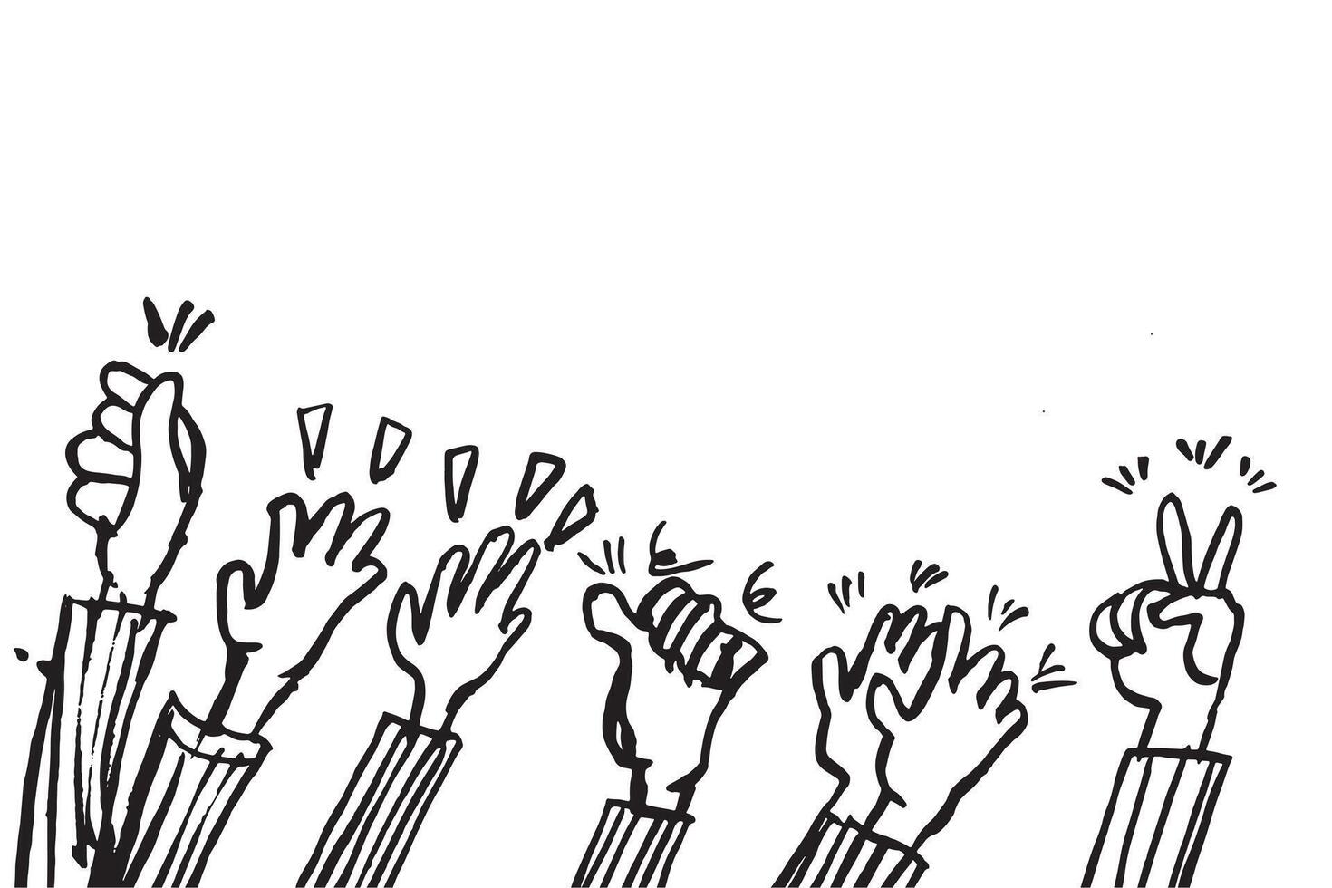 Celebratory Doodles Hand-Drawn Vector Illustration of Applause and Thumbs-Up Gestures