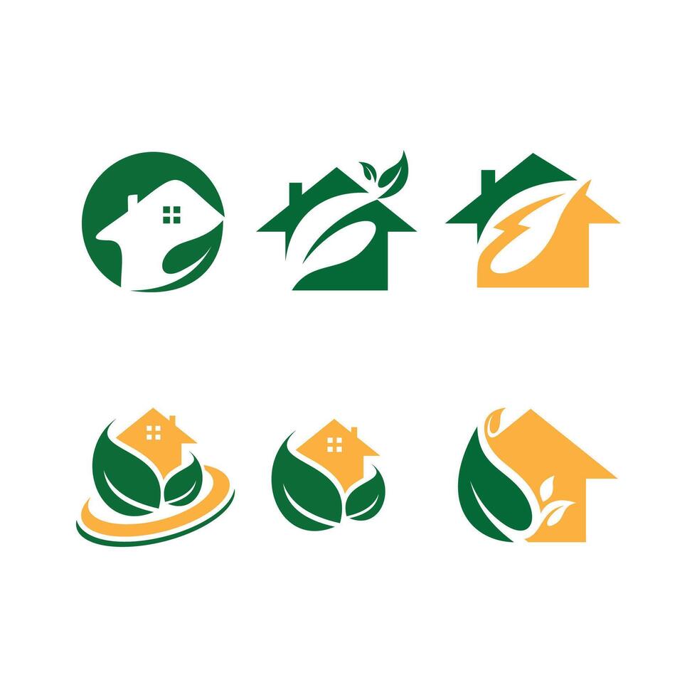Home Leaf Logo Design Vector