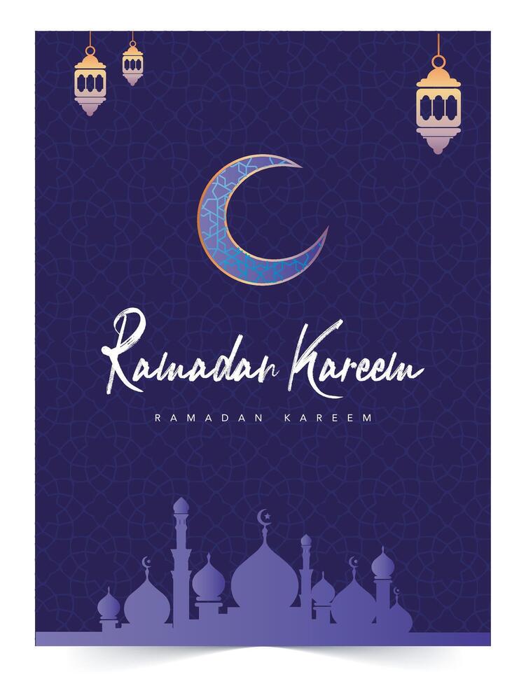Iftar invitation card for Ramadan Kareem on Islamic vector background