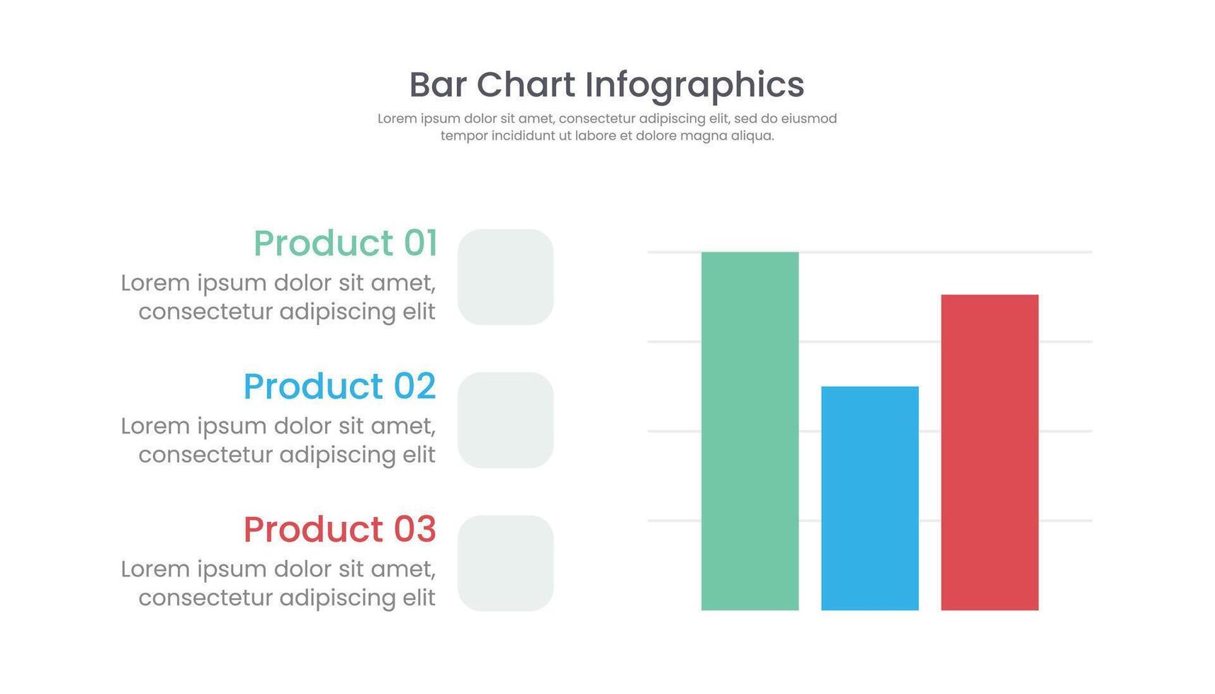 Three bar chart infographic template design vector