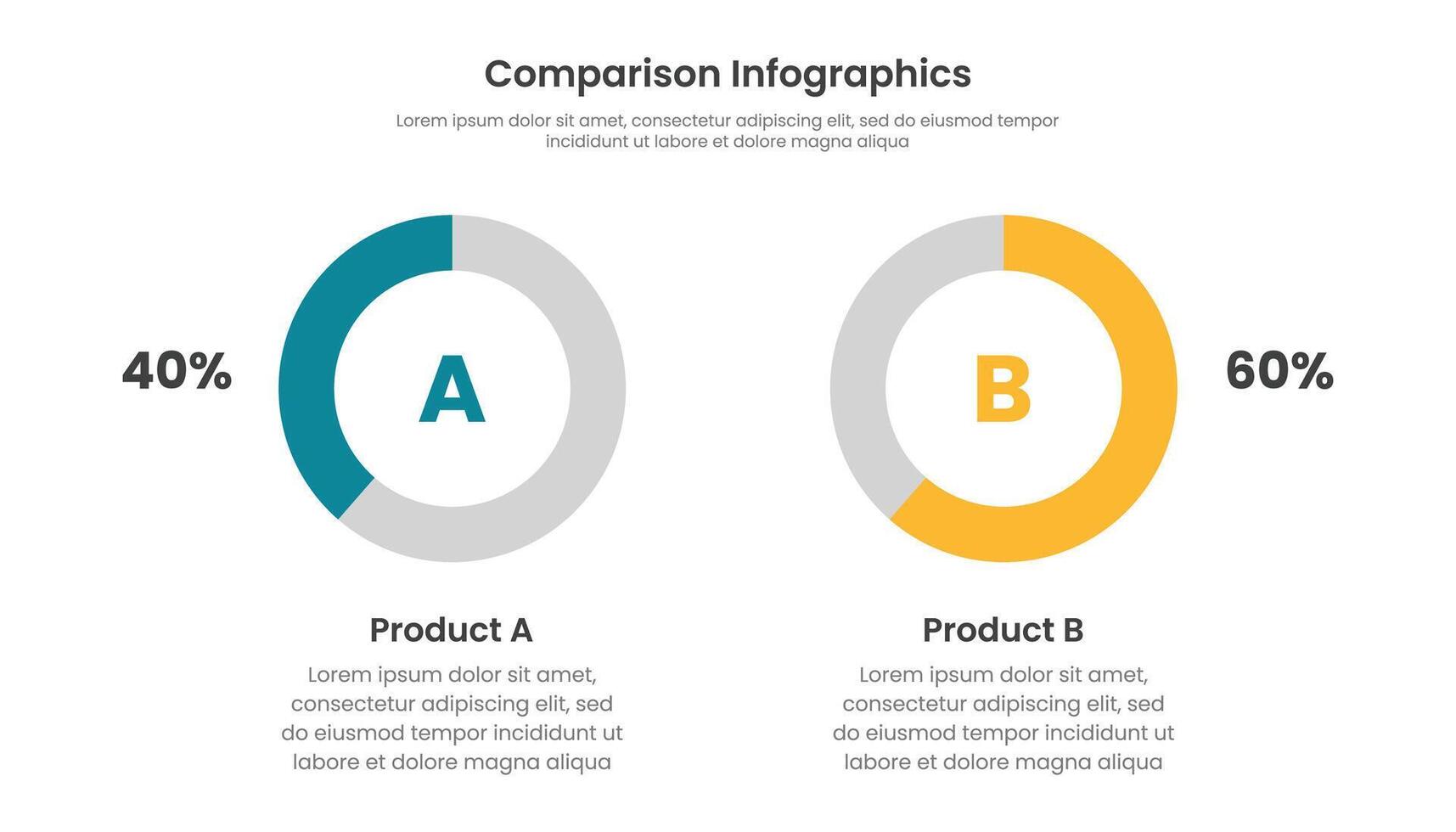 Two Circle comparison infographic for products compare vector