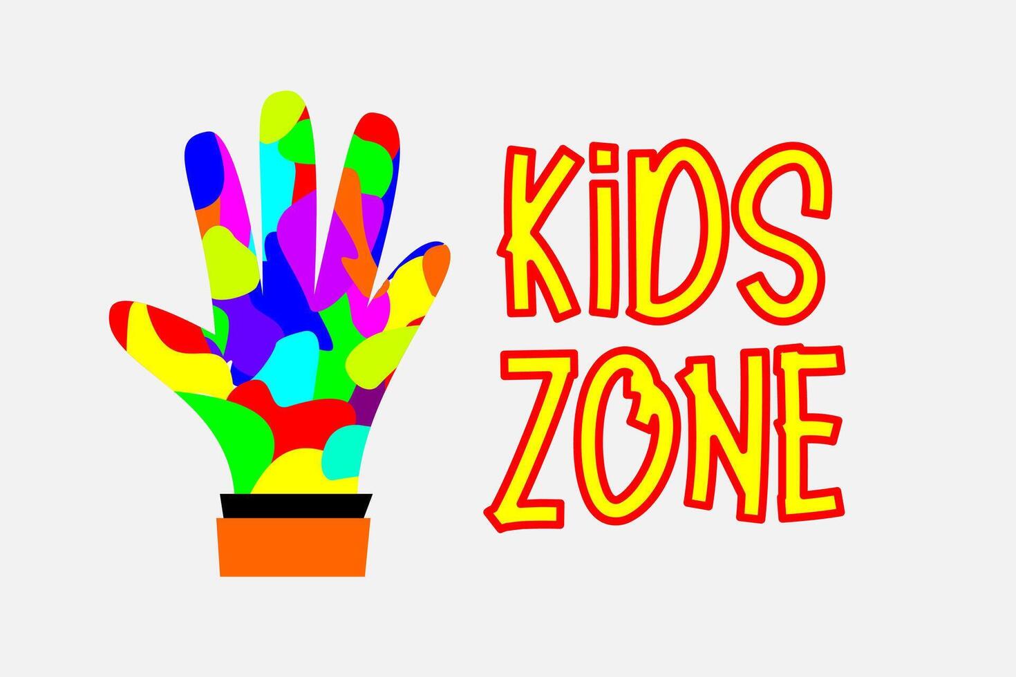 Logo of kids hand full of colorful paint. creativity and imagination for kids vector