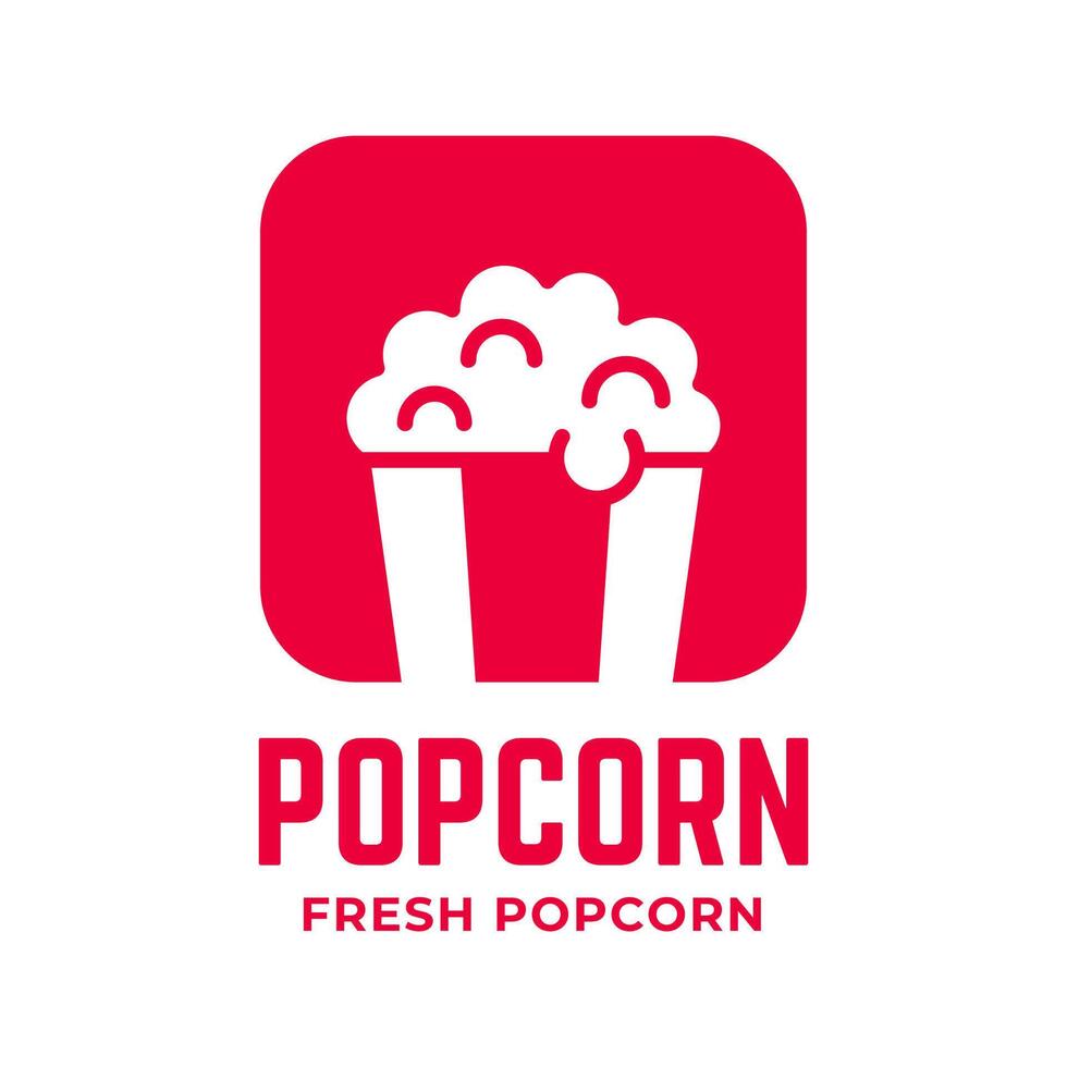 Popcorn logo, label, symbol or sign isolated on white background. Vector illustration of snack for your design.