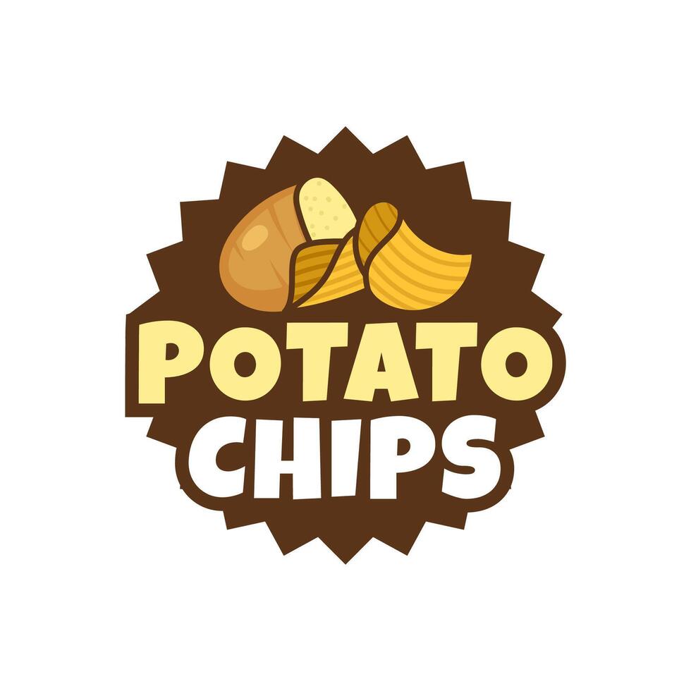 Logo Potato chips, Food and Snack logo with Simple Potato Cartoon, Unique Food, Snack, Chips Business identity Vector Icon isolated on white background