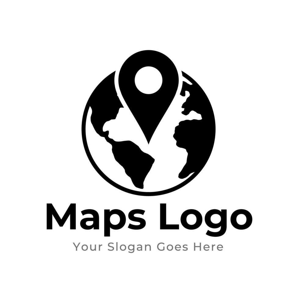 Map Pin Logo Design Element. Map pin location icon logo design vector