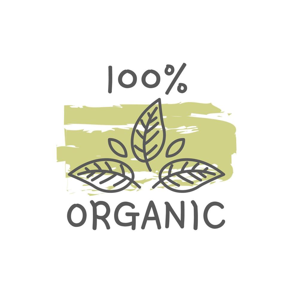 Green Organic Products Labels. Ecologic food stamps. Organic natural food labels. vector