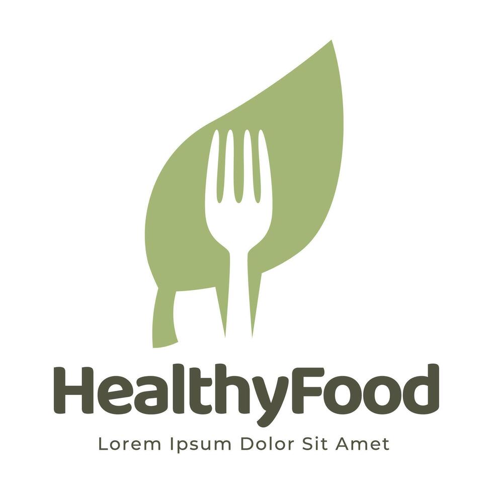 healthy food logo design with leaf elements.  Organic food vector design