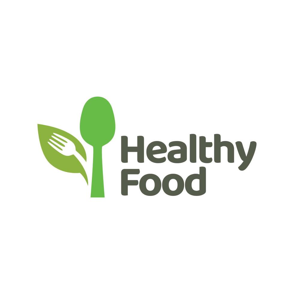 healthy food logo design with leaf elements.  Organic food vector design