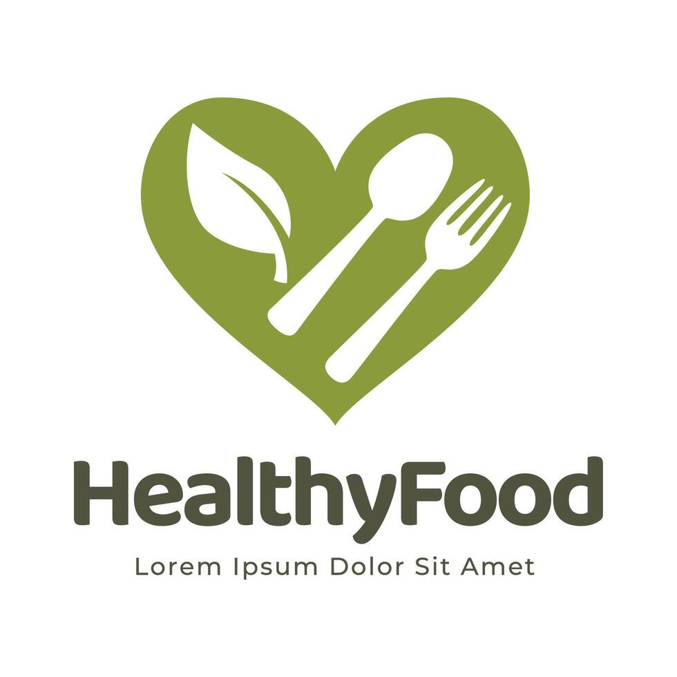 healthy food logo design with leaf elements.  Organic food vector design