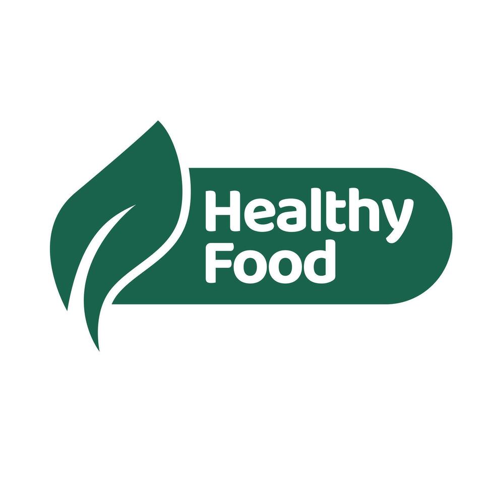 healthy food logo design with leaf elements.  Organic food vector design