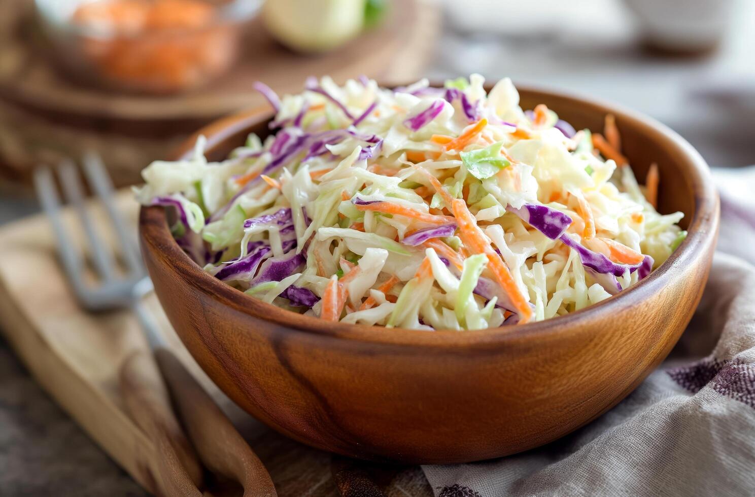 AI generated Freshly made coleslaw salad photo