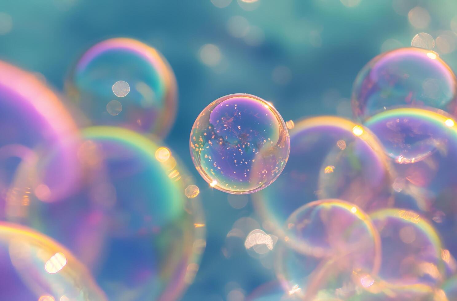 AI generated Colorful soap bubbles photo