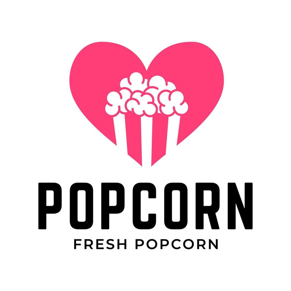 Popcorn logo, label, symbol or sign isolated on white background. Vector illustration of snack for your design.