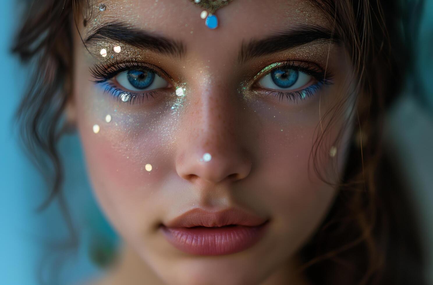 AI generated Young woman with festive makeup photo