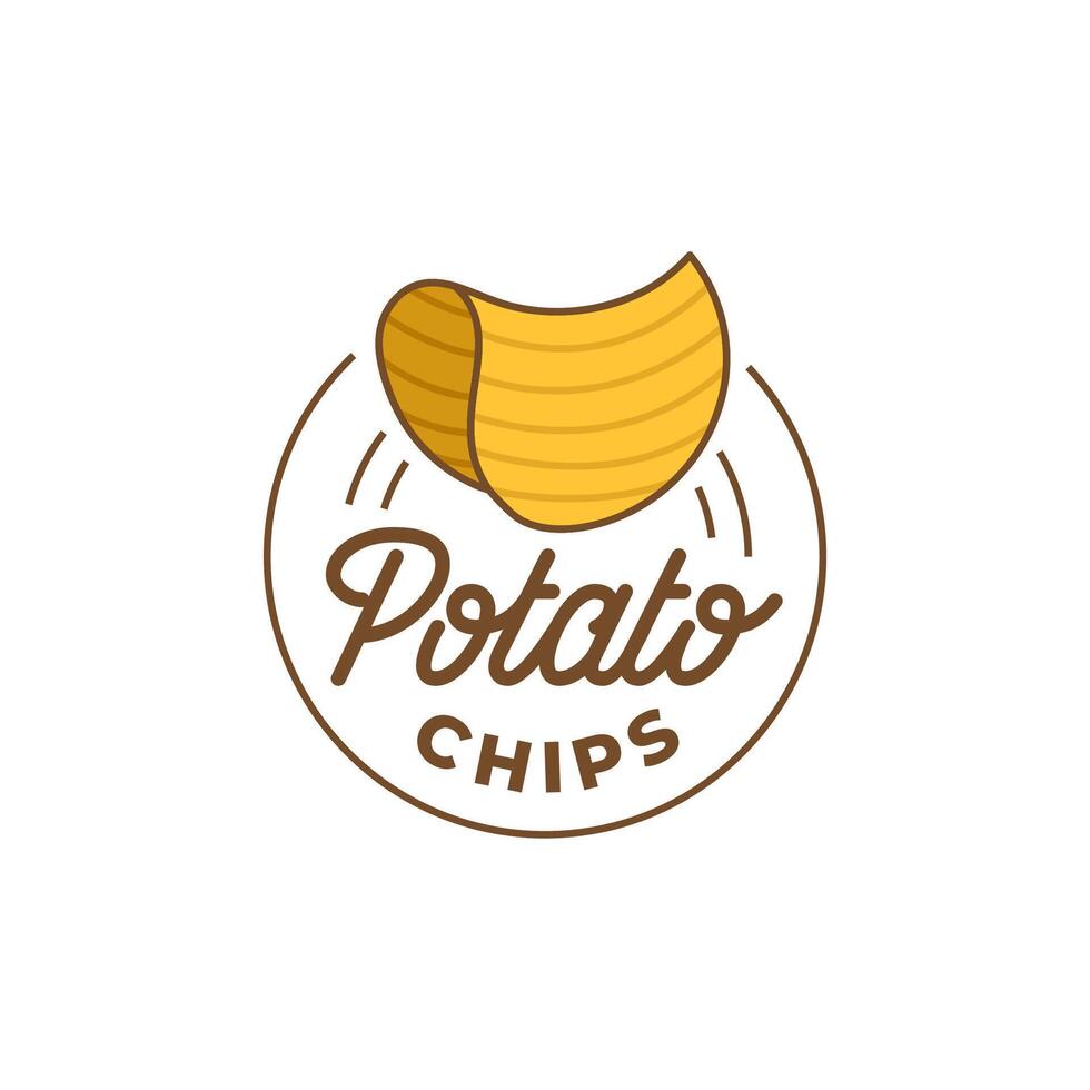 Logo Potato chips, Food and Snack logo with Simple Potato Cartoon, Unique Food, Snack, Chips Business identity Vector Icon isolated on white background