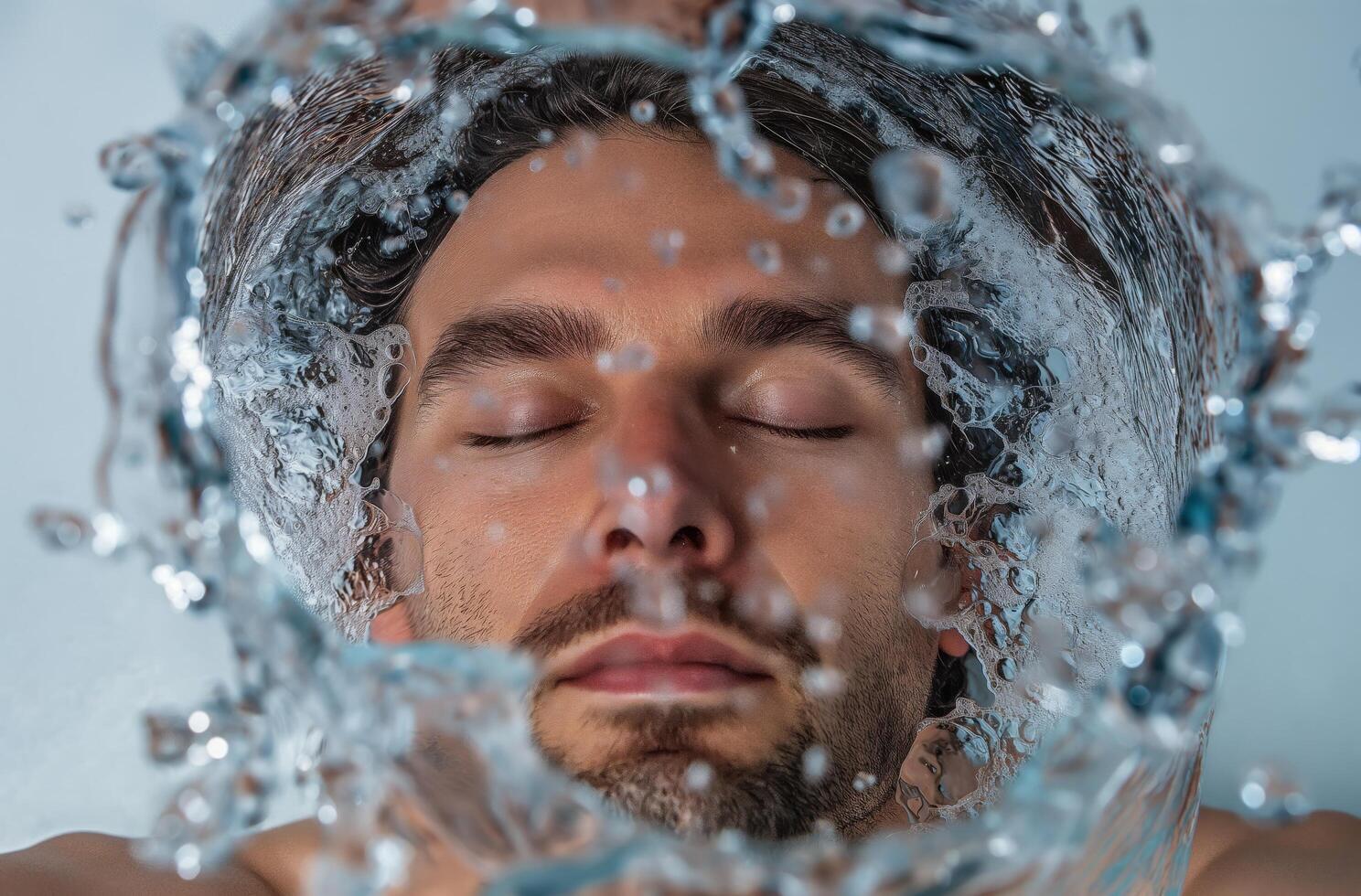 AI generated Man surrounded by water splash photo