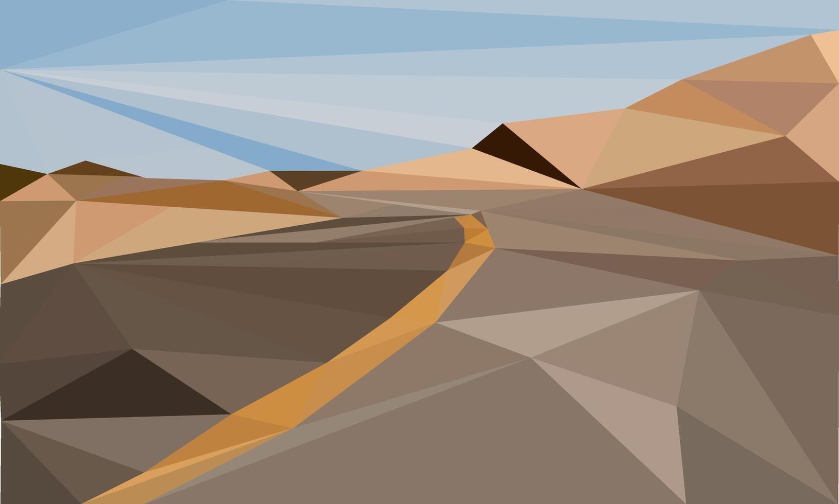 un escena de la carretera montaña en bajo escuela politécnica Arte estilo diseño antecedentes. paisaje ver ilustración vector