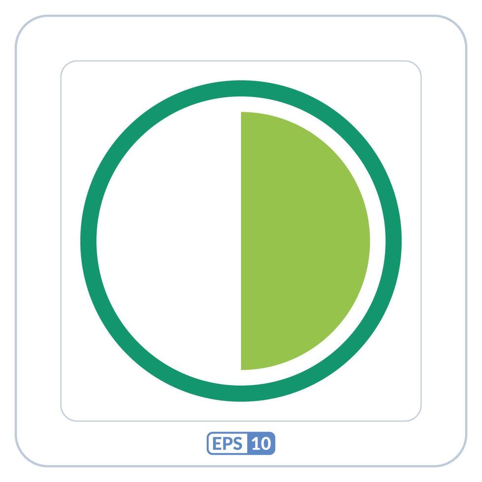 Contrast color flat icon. Green and white circle with a green and white square vector