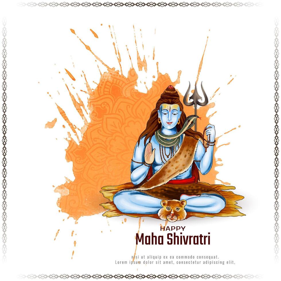 Beautiful Happy Maha Shivratri Indian hindu festival celebration greeting background vector