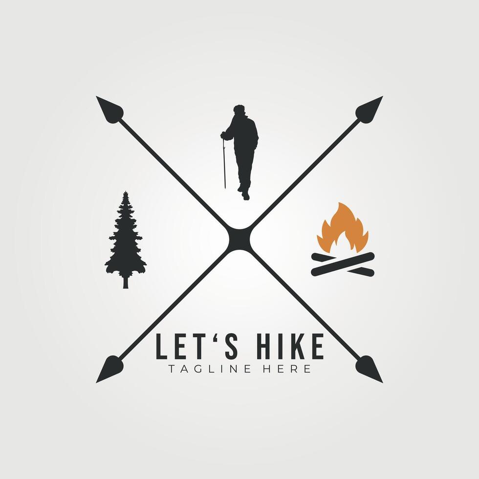 let's hike symbol logo vector vintage illustration design