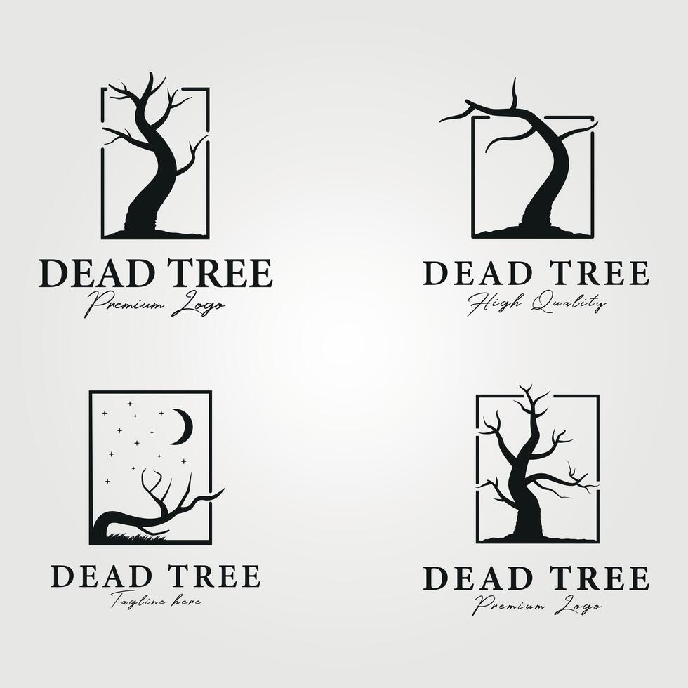set of dead tree logo vector vintage illustration