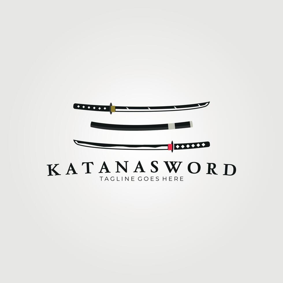 katana espada conjunto logo Clásico vector ilustración, icono y símbolo