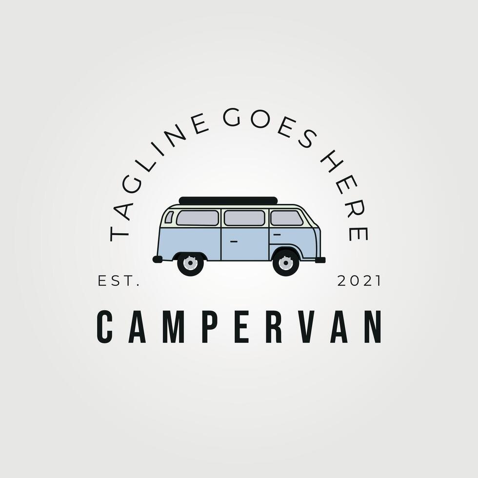 camper camioneta coche logo vector Clásico ilustración diseño, verano acampar rv