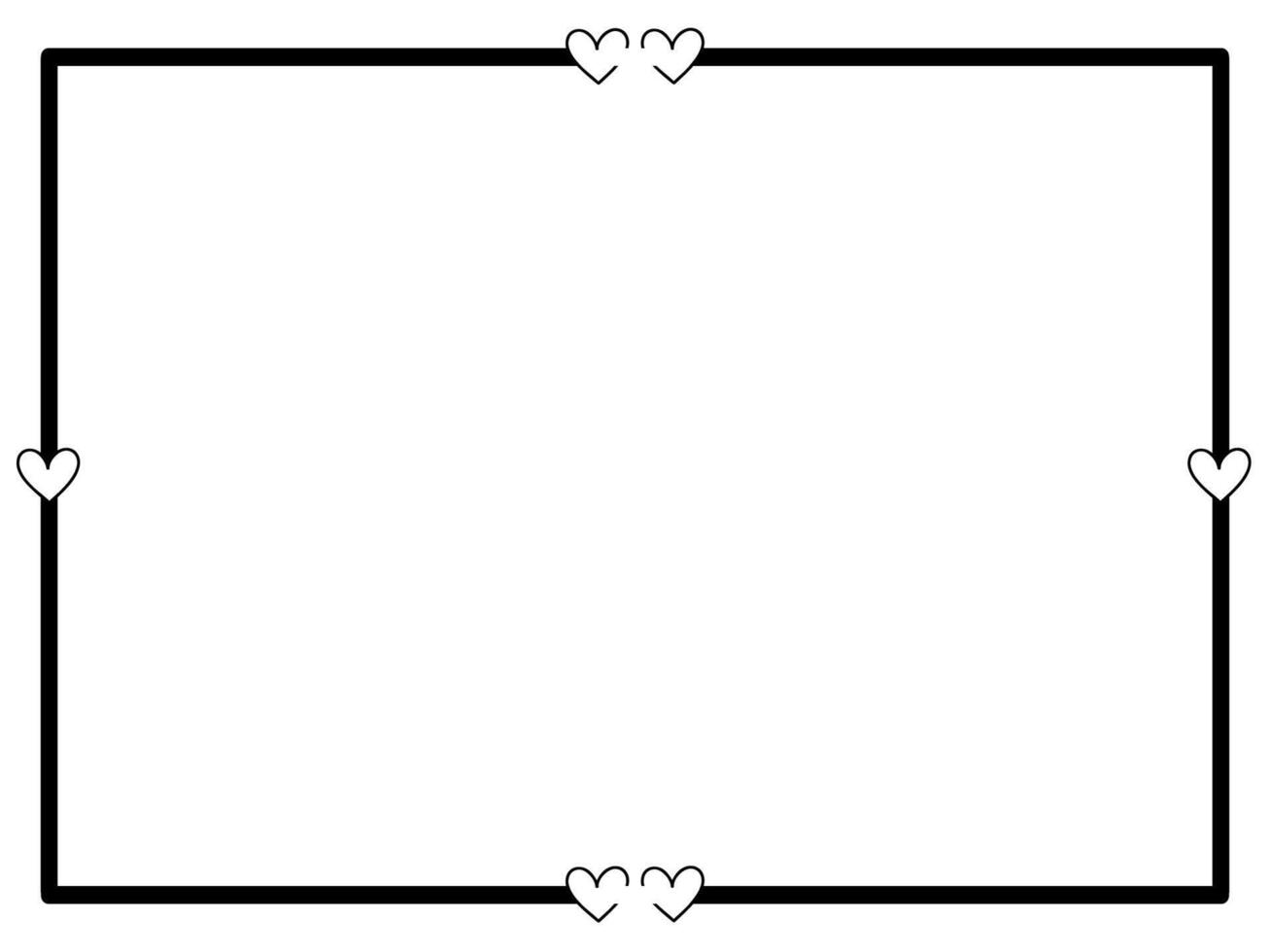 Hand drawn black lines art simple Horizontal heart shape border frame. Doodle sketch style decorative element vector for banner, poster, wedding