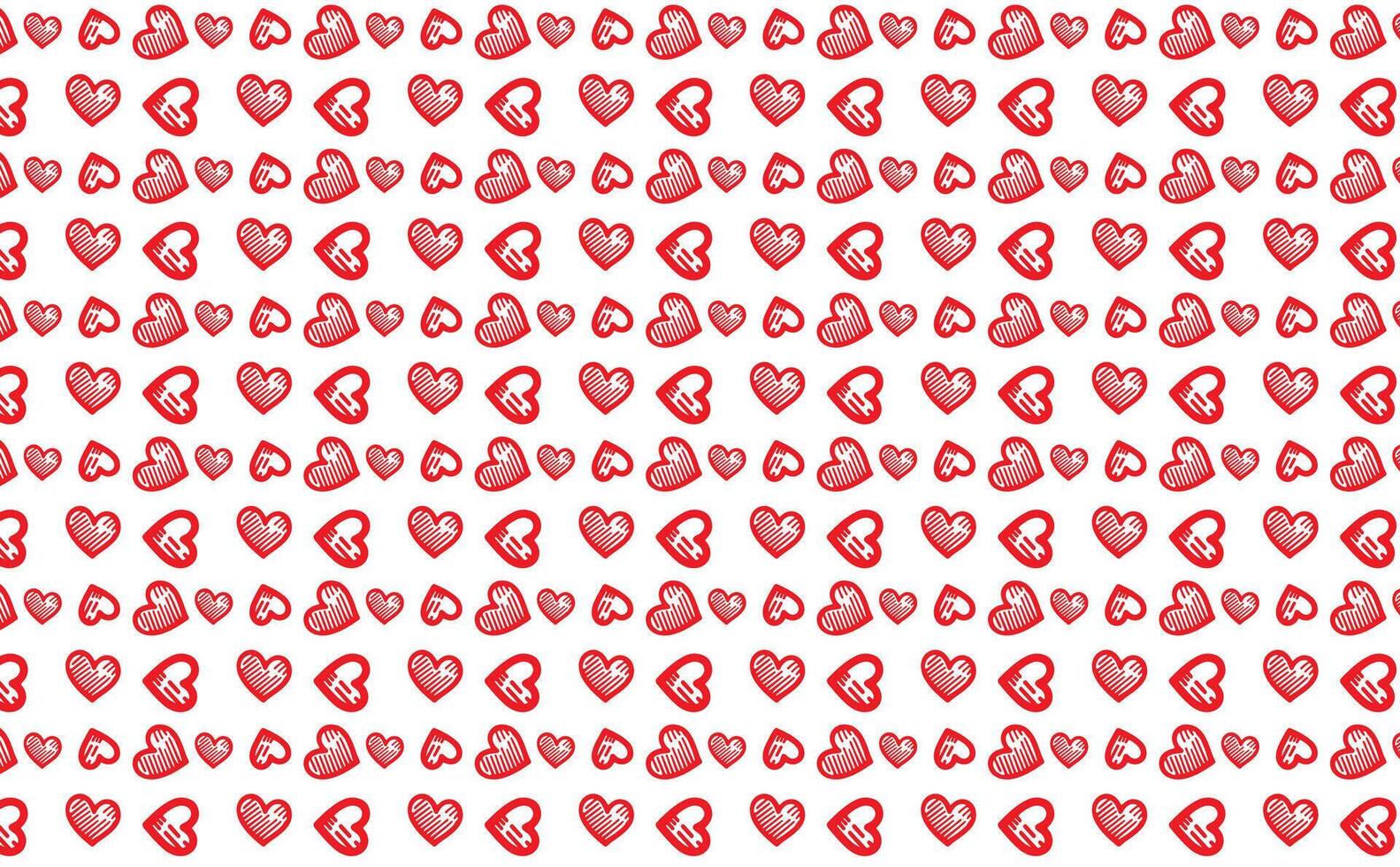 mano dibujado garabatear rojo corazones forma sin costura modelo corazón en blanco resumen antecedentes vector ilustración